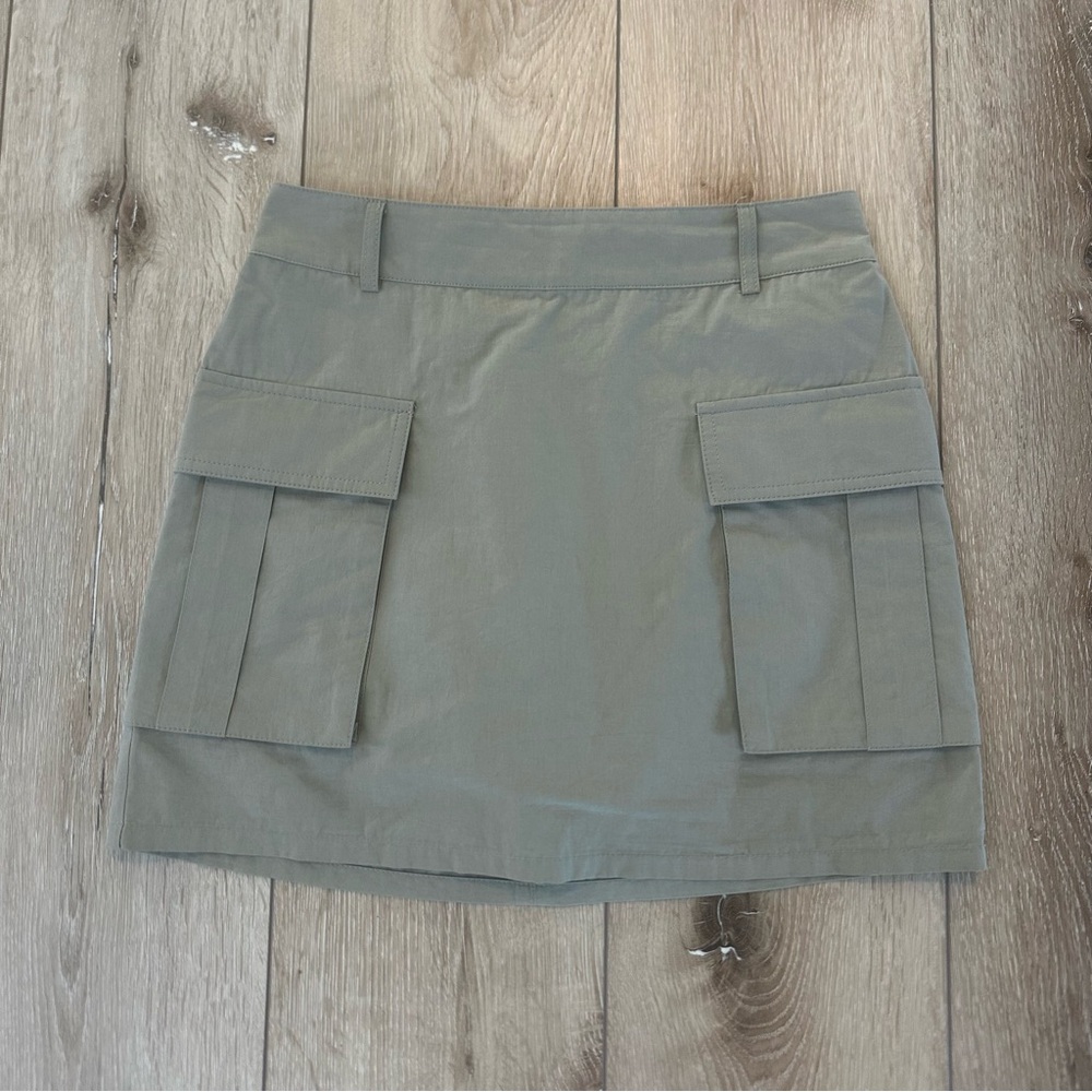 Elodie Light Olive Green Cargo Mini Skirt Fall Summer Mini Skirt 100% Cotton XS